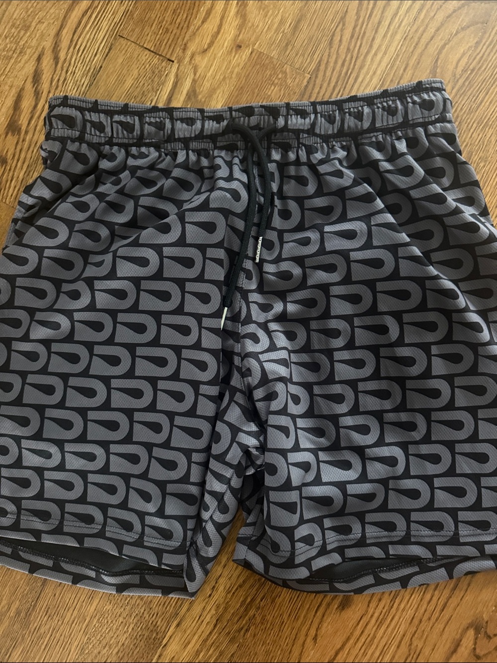 Kids Black & Gray Patterned Athletic Shorts